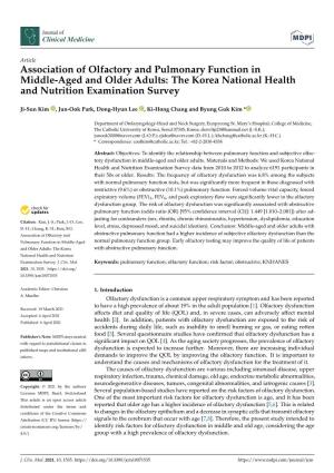 Association of Olfactory and Pulmonary Function in Middle-Aged and Older Adults: the Korea National Health and Nutrition Examination Survey