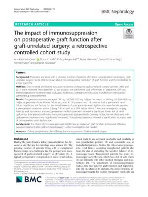 The Impact of Immunosuppression on Postoperative Graft Function After Graft-Unrelated Surgery