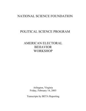 National Science Foundation Political Science Program