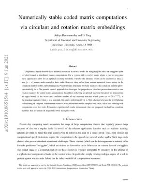 Numerically Stable Coded Matrix Computations Via Circulant and Rotation Matrix Embeddings