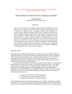 Scalar Effects of Social Networks on Language Variation