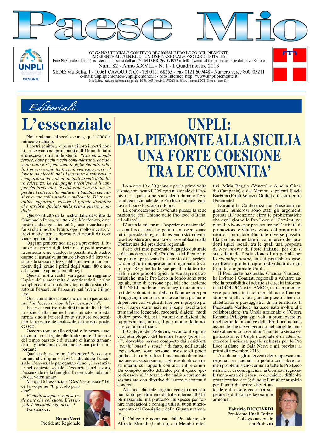 L'essenziale UNPLI: DAL PIEMONTE ALLA SICILIA UNA FORTE