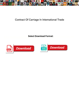 Contract of Carriage in International Trade
