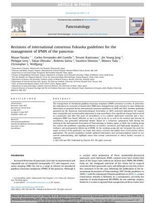 Revisions of International Consensus Fukuoka Guidelines for the Management of IPMN of the Pancreas