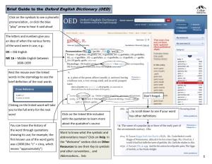 Brief Guide to the Oxford English Dictionary (OED)