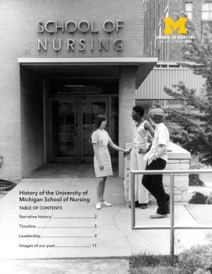 History of the University of Michigan School of Nursing TABLE of CONTENTS