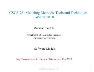 CSC2125: Modeling Methods, Tools and Techniques Winter 2018
