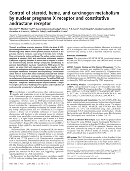 Control of Steroid, Heme, and Carcinogen Metabolism by Nuclear Pregnane X Receptor and Constitutive Androstane Receptor