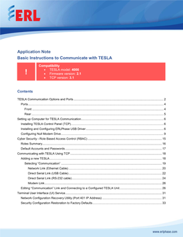 Application Note Basic Instructions to Communicate with TESLA