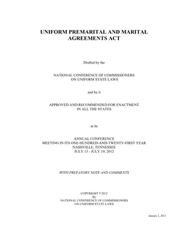 Uniform Premarital and Marital Agreements Act