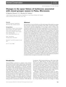 Changes in the Spear Fishery of Herbivores Associated with Closed Grouper Season in Palau, Micronesia