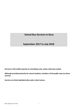 School Bus Services in Bury September 2017 to July 2018