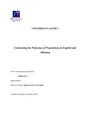 Contrasting the Polysemy of Prepositions in English and Albanian