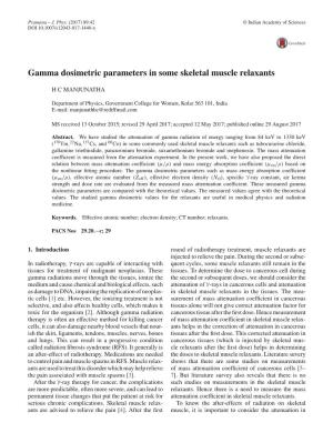 Gamma Dosimetric Parameters in Some Skeletal Muscle Relaxants
