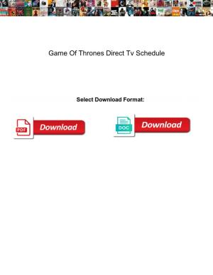 Game of Thrones Direct Tv Schedule