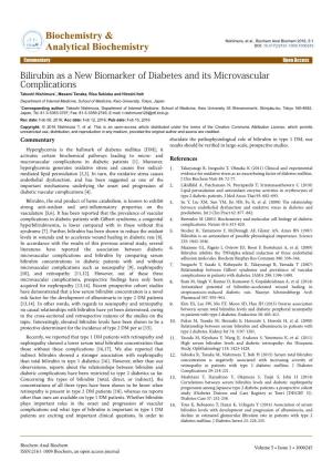 Bilirubin As a New Biomarker of Diabetes and Its Microvascular