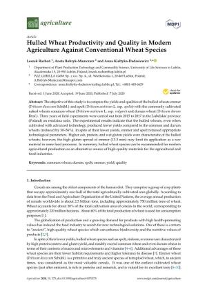 Hulled Wheat Productivity and Quality in Modern Agriculture Against Conventional Wheat Species