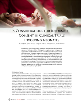 Considerations for Informed Consent in Clinical Trials Involving Neonates J