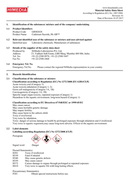 Material Safety Data Sheet 1. Identification of the Substances