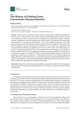 The History of Clotting Factor Concentrates Pharmacokinetics