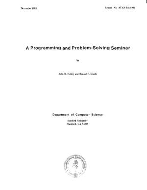 A Programming and Problem-Solving Seminar