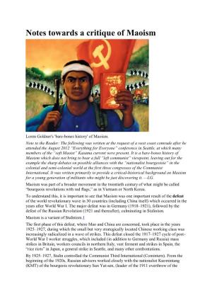 Notes Towards a Critique of Maoism