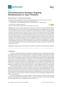 Anti-Inflammatory Strategies Targeting Metaflammation in Type 2 Diabetes