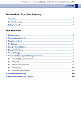 Pick Your Own. Swale Borough Council's Core Strategy Issues And