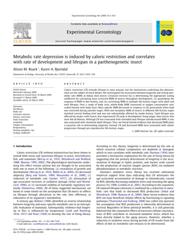 Metabolic Rate Depression Is Induced by Caloric Restriction and Correlates with Rate of Development and Lifespan in a Parthenogenetic Insect