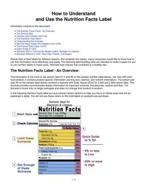 How to Understand and Use the Nutrition Facts Label