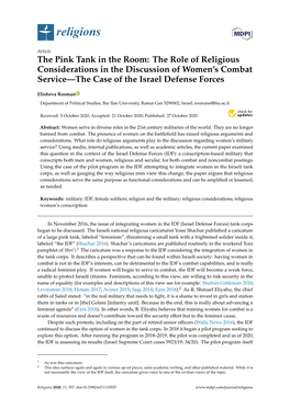 The Role of Religious Considerations in the Discussion of Women's Combat Service—The Case Of