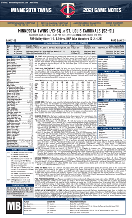 Twins Notes, 7-31 At