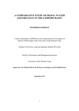 A Comparative Study of Rural Water Governance in the Limpopo Basin