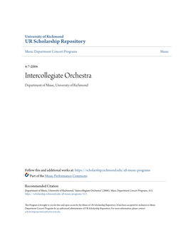Intercollegiate Orchestra Department of Music, University of Richmond