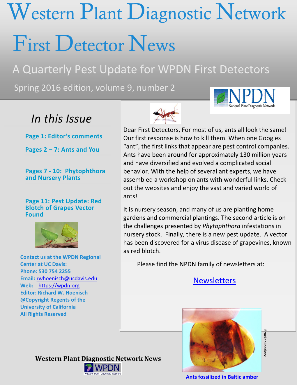 Western Plant Diagnostic Network First Detector News