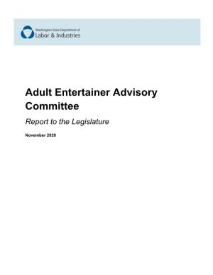 Adult Entertainer Advisory Committee Report to the Legislature