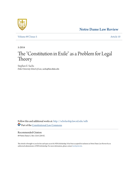 Constitution in Exile” As a Problem for Legal Theory