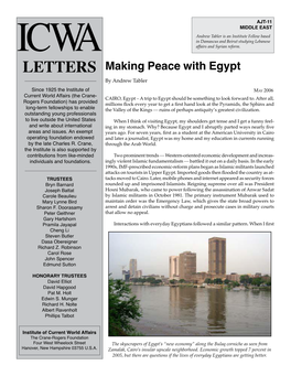 Making Peace with Egypt by Andrew Tabler