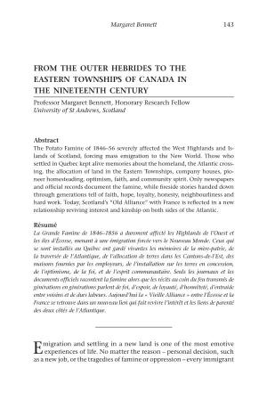 From the Outer Hebrides to the Eastern Townships of Canada in the Nineteenth Century