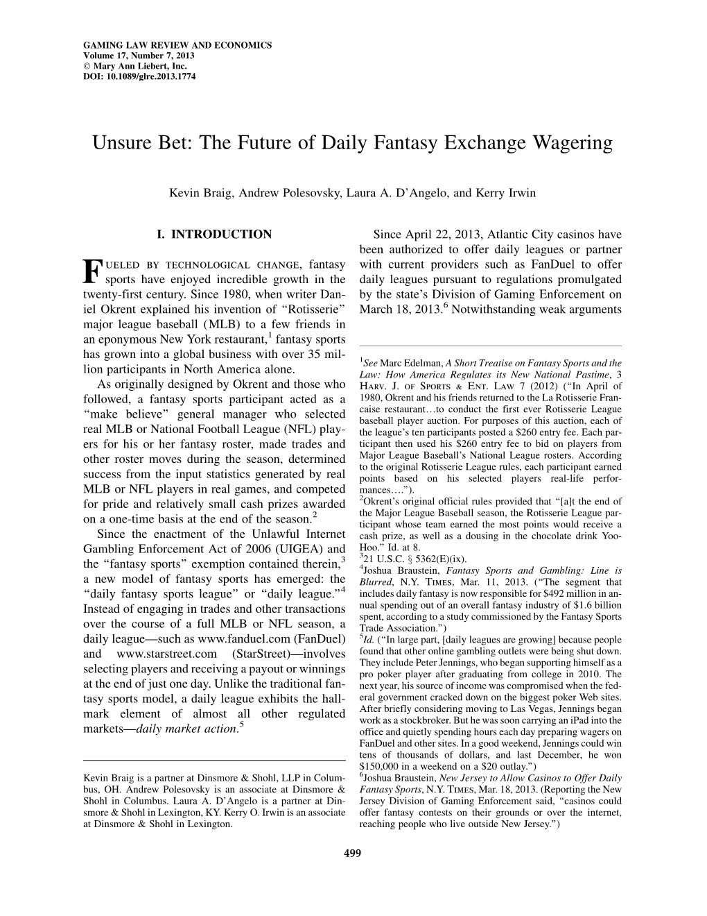 The Future of Daily Fantasy Exchange Wagering