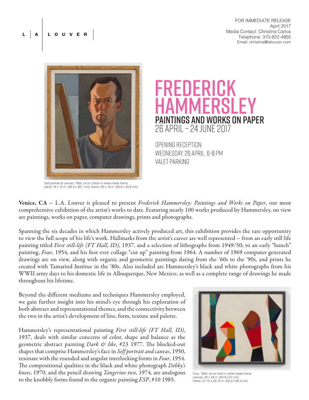 Frederick Hammersley Paintings and Works on Paper 26 April – 24 June 2017