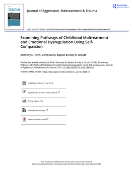 Examining Pathways of Childhood Maltreatment and Emotional Dysregulation Using Self- Compassion