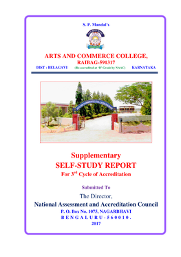 Supplementary SELF-STUDY REPORT for 3Rd Cycle of Accreditation