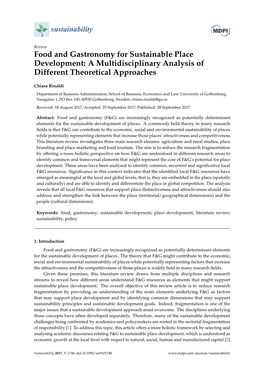 Food and Gastronomy for Sustainable Place Development: a Multidisciplinary Analysis of Different Theoretical Approaches