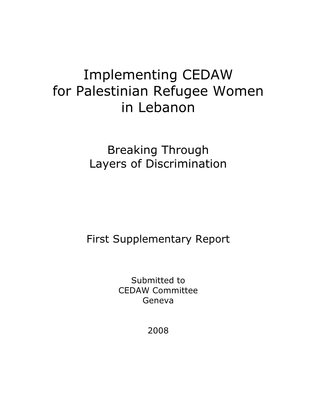 Implementing CEDAW for Palestinian Refugee Women in Lebanon