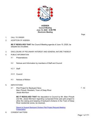 Council Meeting June 10, 2020 - 6:00 PM Electronic Meeting Page