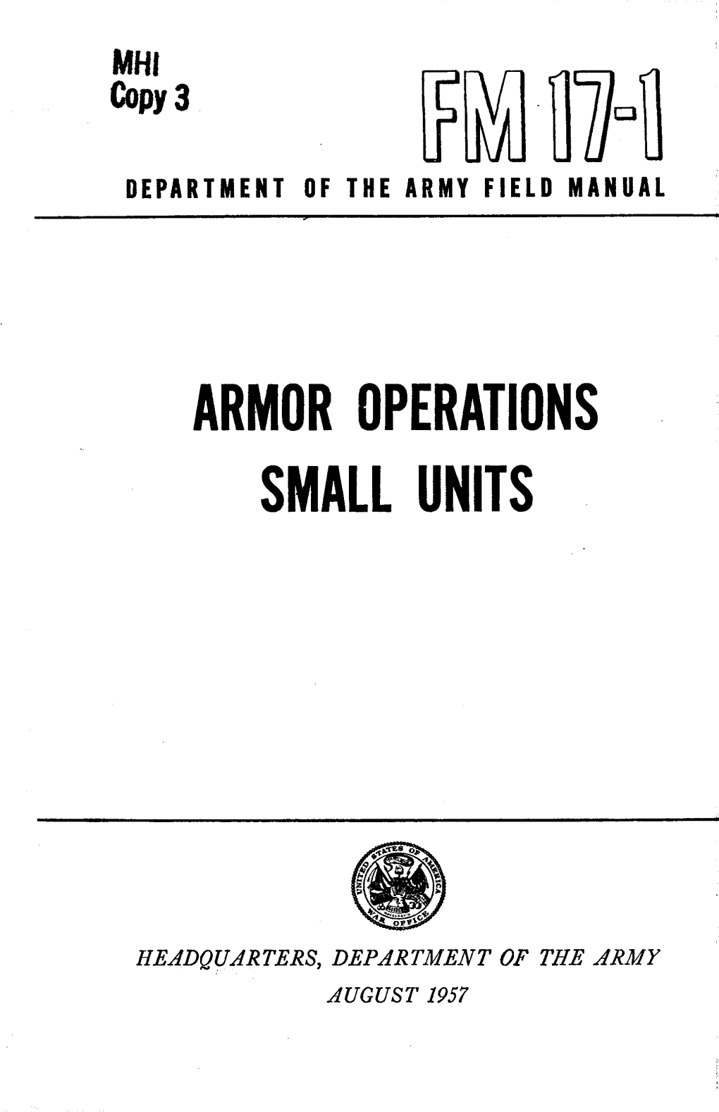 Armor Operations Small Units