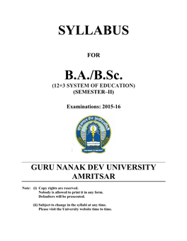 SYLLABUS BA/B.Sc