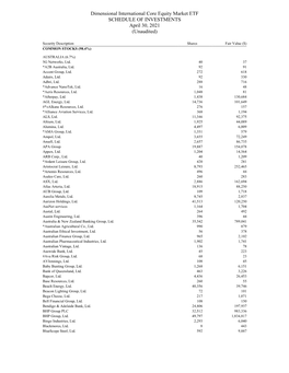 Dimensional International Core Equity Market ETF SCHEDULE of INVESTMENTS April 30, 2021 (Unaudited)