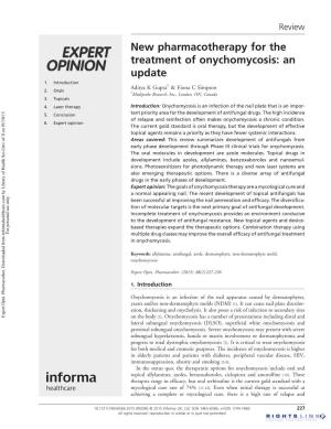 New Pharmacotherapy for the Treatment of Onychomycosis: an Update